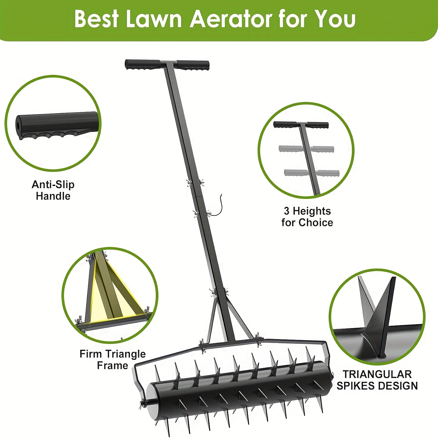 Heavy-Duty Manual Rolling Lawn Aerator with 18\