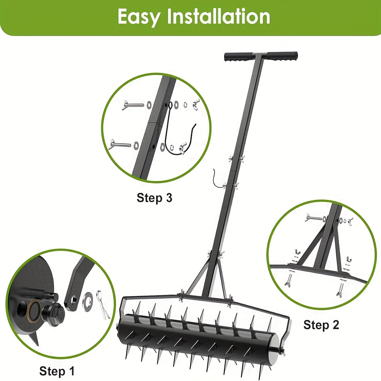 Heavy-Duty Manual Rolling Lawn Aerator with 18\