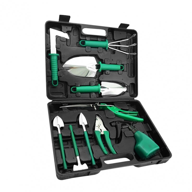 Set of 5 Gardening Tools - Includes Pruning Scissors, Watering Can, Spade & Rake for Home Gardening, Sturdy Flower Maintenance Kit with Carrying Bag