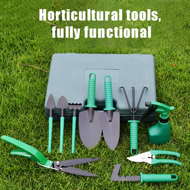 Set of 5 Gardening Tools - Includes Pruning Scissors, Watering Can, Spade & Rake for Home Gardening, Sturdy Flower Maintenance Kit with Carrying Bag
