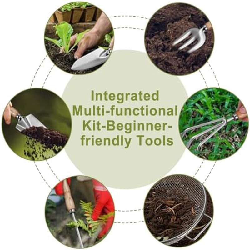 A Set of Gardening Tools Designed for Weeding, Planting, And Digging, Featuring a Stainless Steel Soil Sifter with a 1\u002F4 Inch Mesh And a Convenient Organizer Bag, Perfect As Gifts for Gardening Enthusiasts