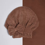 Coral Velvet Bow Bath Cap Soft & Absorbent Shower Hair Wrap For Women
