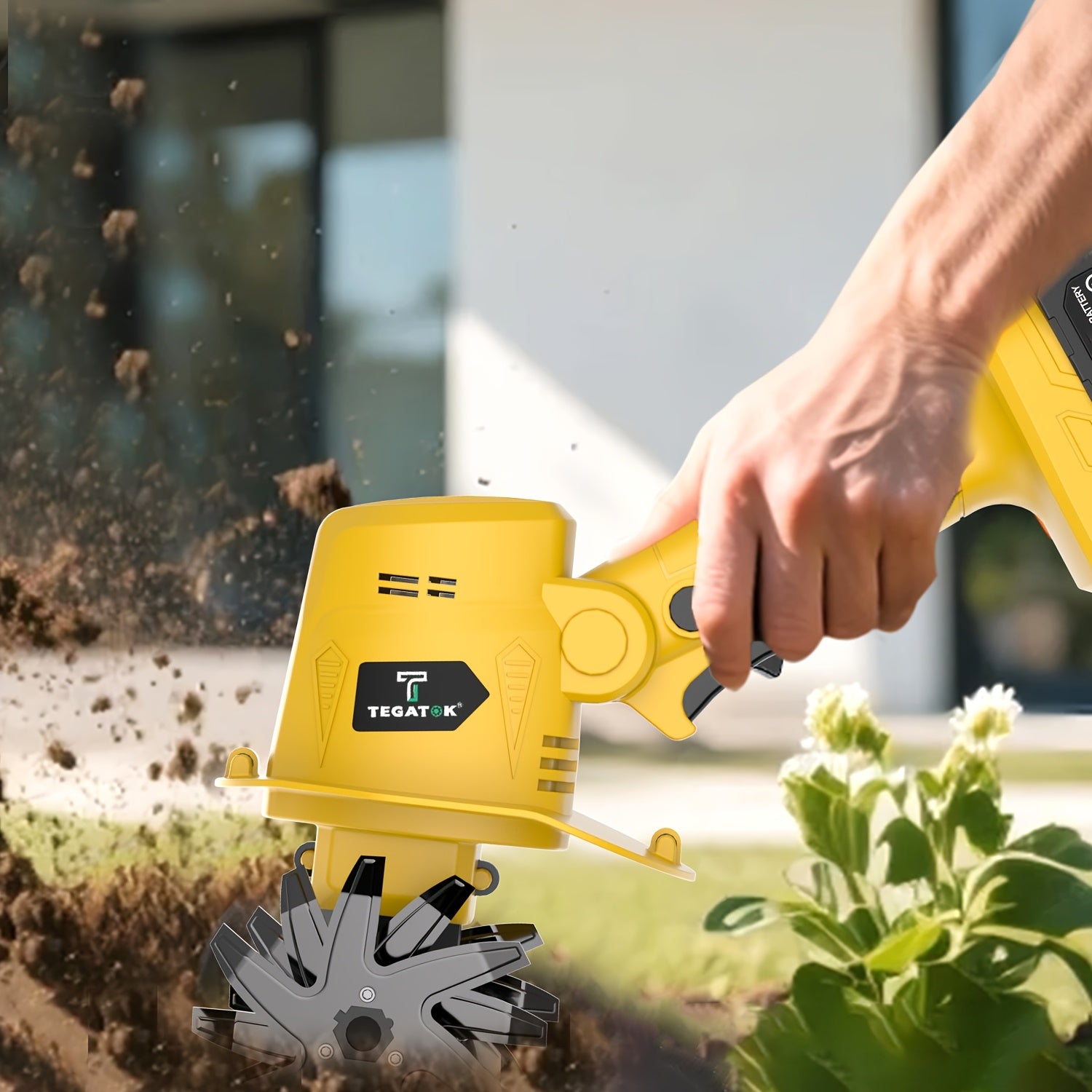 20V Cordless Tiller Cultivator, Electric Garden Tiller, Lightweight Handheld Tiller Cultivator, 9-inch Tilling Width & 6.6-inch Depth Rototiller, Equipped with 1 Or 2 Battery & Charger, Suitable for Turning Soil in Courtyard Farming in Field