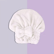 Coral Velvet Bow Bath Cap Soft & Absorbent Shower Hair Wrap For Women