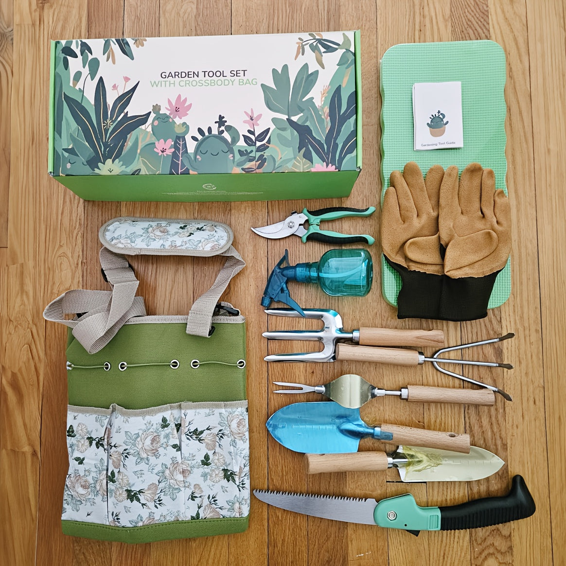 11pcs Heavy Duty All-in-One Garden Tool Set with Rust-Proof Tools & Ergonomic Crossbody Bag - Complete Lawn & Kit Suitable for Men & Women, Gardening Gift with Trenching\u002FShoveling\u002FRaking\u002FWeeding Tools