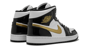 Jordan 1 Mid Patent Black White Gold