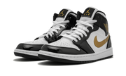 Jordan 1 Mid Patent Black White Gold