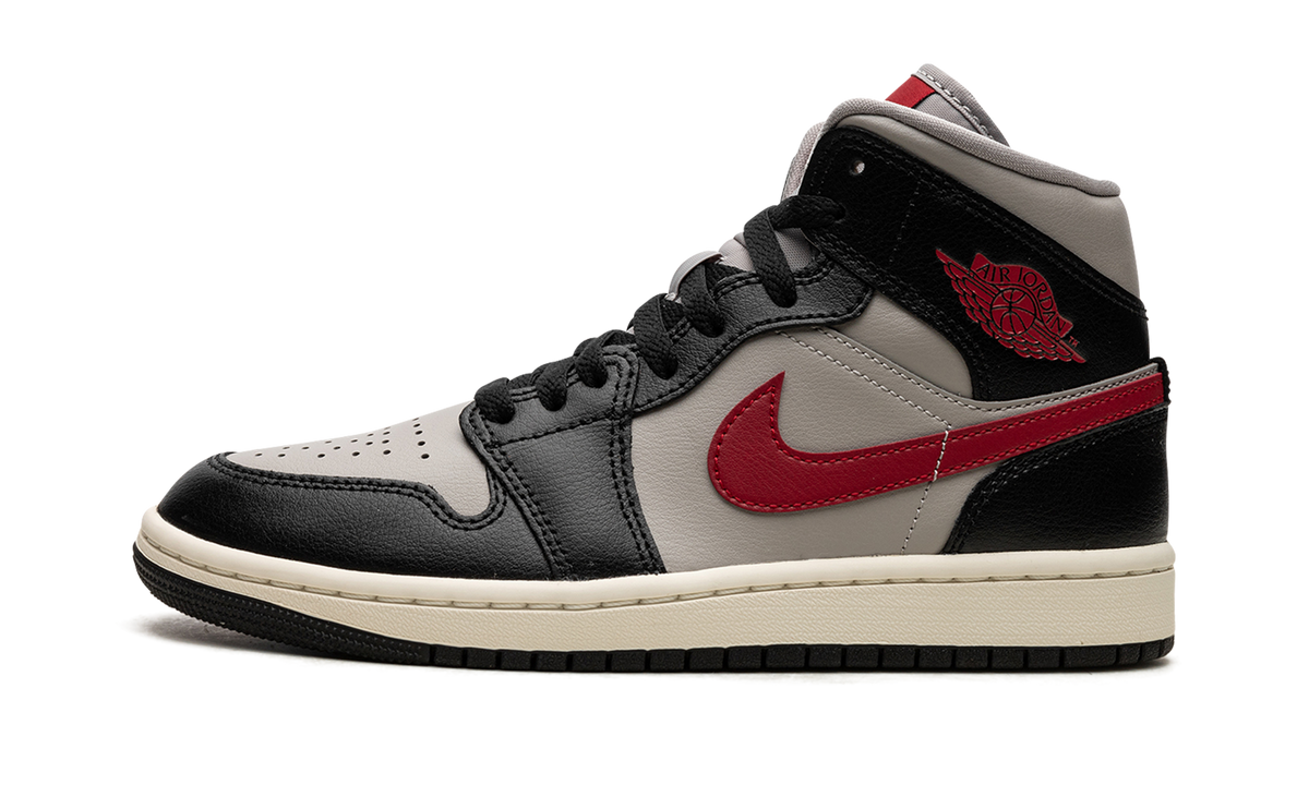 Jordan 1 Mid Black College Grey Gym Red (Women's)